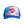 Load image into Gallery viewer, Front view of the Humu Napili Trucker Hat with colorful fish artwork and royal-blue bill
