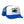 Load image into Gallery viewer, Three-quarter view of the Humu Original Trucker Hat in royal blue and white with Humu Surf fish logo and blue mesh back

